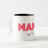 MAMA EST. 2025 - Geschenken op maat voor moeders Tweekleurige Koffiemok (Voorkant links)
