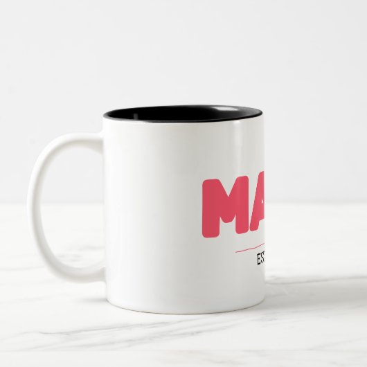 MAMA EST. 2025 - Geschenken op maat voor moeders Tweekleurige Koffiemok (Links)