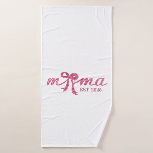 Mama Est 2025 Hot Pink Bow Coquette Moederdag Badhanddoek (Badhanddoek)
