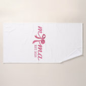 Mama Est 2025 Hot Pink Bow Coquette Moederdag Badhanddoek (Badhanddoek)