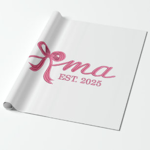 Mama Est 2025 Hot Pink Bow Coquette Moederdag Cadeaupapier