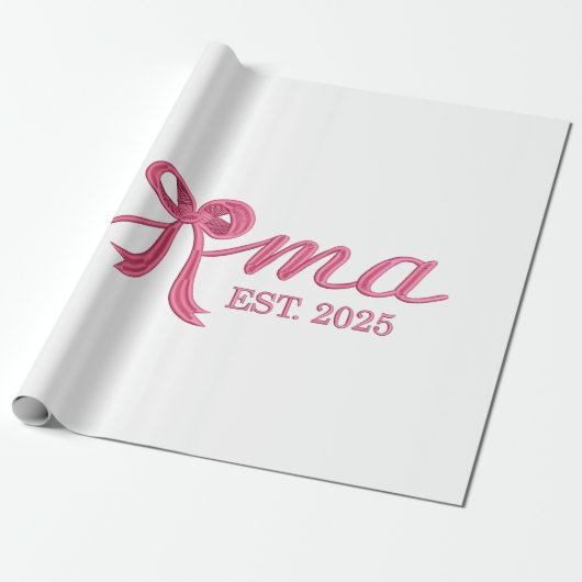 Mama Est 2025 Hot Pink Bow Coquette Moederdag Cadeaupapier (Uitgerold)
