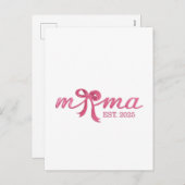 Mama Est 2025 Hot Pink Bow Coquette Moederdag Feestdagenkaart (Voorkant / Achterkant)