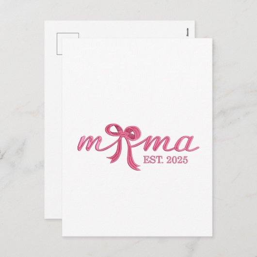 Mama Est 2025 Hot Pink Bow Coquette Moederdag Feestdagenkaart (Voorkant / Achterkant)
