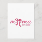 Mama Est 2025 Hot Pink Bow Coquette Moederdag Feestdagenkaart (Voorkant)