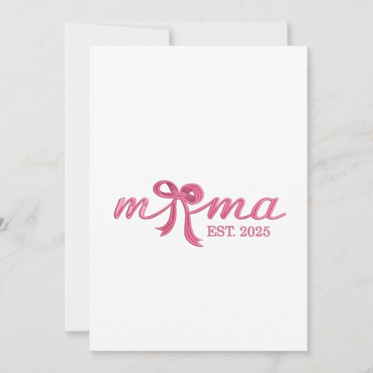 Mama Est 2025 Hot Pink Bow Coquette Moederdag Kaart (Voorkant)
