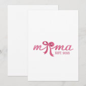Mama Est 2025 Hot Pink Bow Coquette Moederdag Kaart (Voorkant / Achterkant)