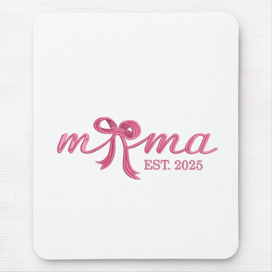 Mama Est 2025 Hot Pink Bow Coquette Moederdag Muismat (Voorkant)