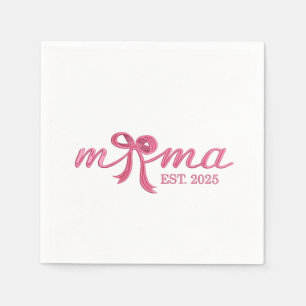Mama Est 2025 Hot Pink Bow Coquette Moederdag Servet