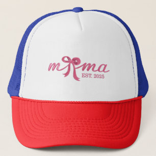 Mama Est 2025 Hot Pink Bow Coquette Moederdag Trucker Pet