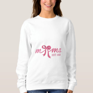 Mama Est 2025 Hot Pink Bow Coquette Moederdag Trui