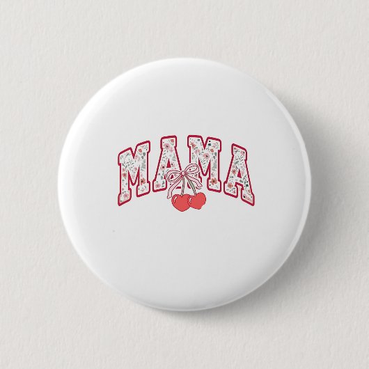 Mama est 2025 Moederdag Coquette boog Ronde Button 5,7 Cm (Voorkant)