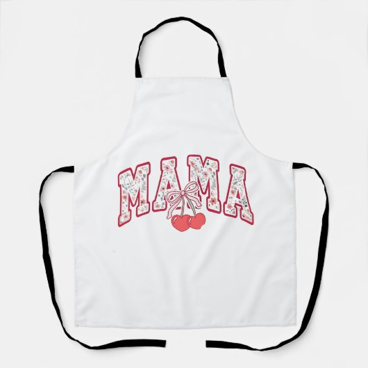 Mama est 2025 Moederdag Coquette boog Schort (Voorkant)
