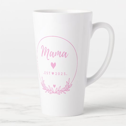 Mama Est.2025 shirt -Mother gift Pink Minimal - Latte Mok (Rechts)