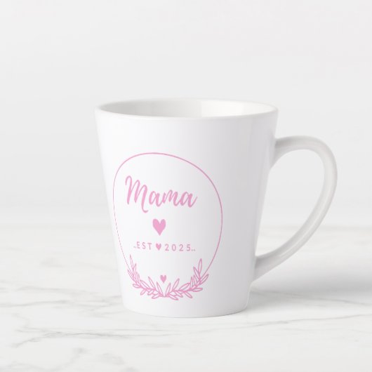 Mama Est.2025 shirt -Mother gift Pink Minimal - Latte Mok (Rechts)