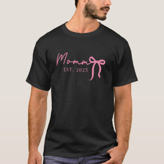 Mama Est 2025 Verwacht Baby 2025 Roze Coquette Bow T-shirt