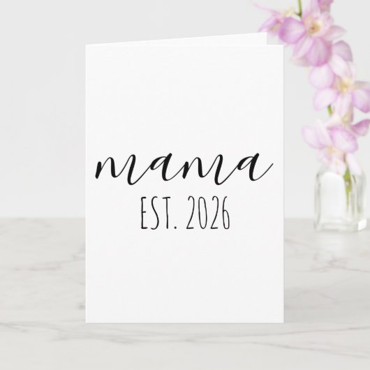 Mama Est. 2026 Mom To Be Minimalist Personalized Kaart (Orchidee)