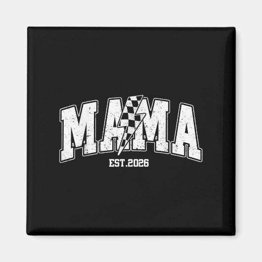 Mama Est 2026 Zwangerschapsaankondiging Bliksemsch Magneet (Voorkant)