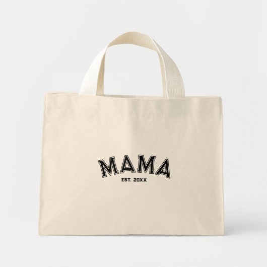 Mama Est. Aangepast Jaar Zwarte Sport Stijl Mini Tote Bag (Voorkant)