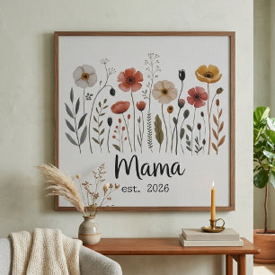 Mama Est Botanische Wilde Bloem Bloem Jaar Kunst Perfect Poster