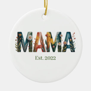 Mama Est Jaar Bloemstuk Wilde Bloem Moeder Cadeau Keramisch Ornament