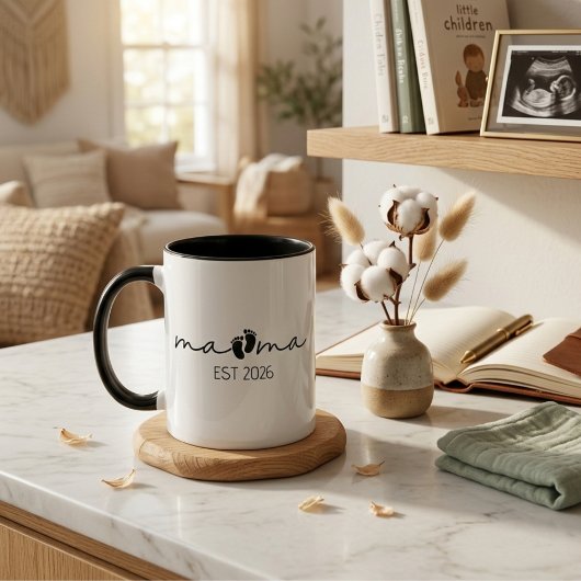 Mama Est Jaar Modern Schrift Ontwerp Mok