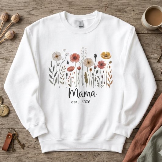 Mama Est Jaar Wilde Bloem Botanische Bloem Ontwerp Trui