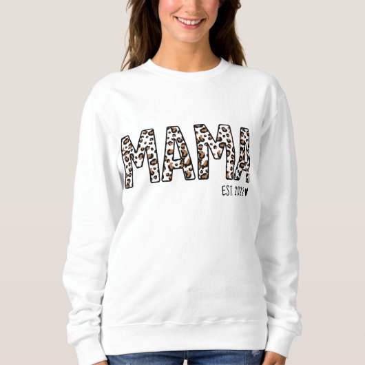 Mama Est Sweatshirt, Custom Mama Est 2022 Leopard Trui (Voorkant)