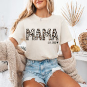 Mama Est TShirt Leopard Print, Aangepaste Mama Est