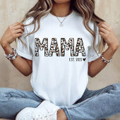 Mama Est TShirt Leopard Print, Aangepaste Mama Est