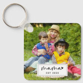 Mama Established Year Simple Photo Personalized Sleutelhanger (Voorkant)