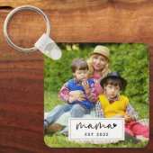 Mama Established Year Simple Photo Personalized Sleutelhanger (Voorkant)