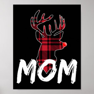 Mama Familie Matching Pyjama - Kerst Rood Neus De Poster