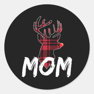 Mama Familie Matching Pyjama - Kerst Rood Neus De Ronde Sticker