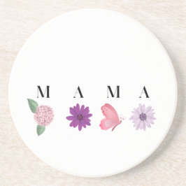 MAMA Floral Coaster – Mother’s Day, Birthday Gift  Zandsteen Onderzetter