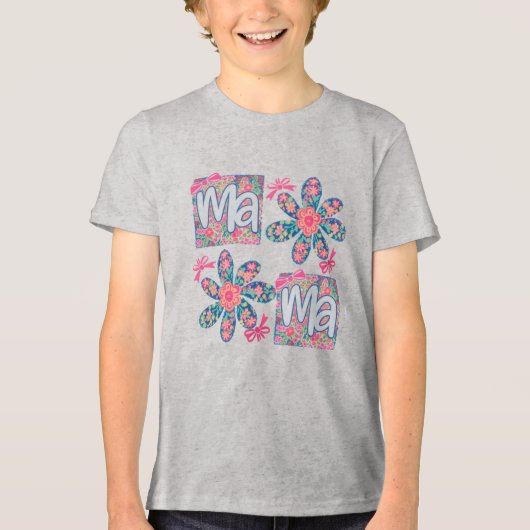 Mama: Floral Elegance in Preppy Style Tri-Blend Shirt (Voorkant)
