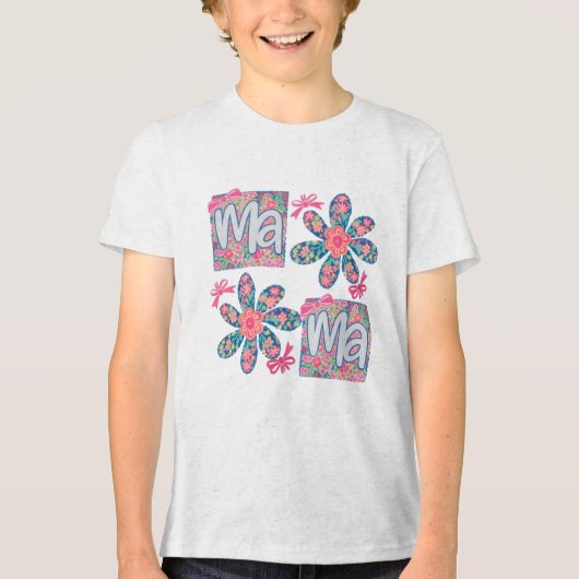 Mama: Floral Elegance in Preppy Style Tri-Blend Shirt (Voorkant)