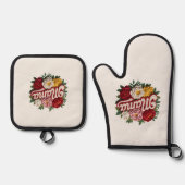 Mama Floral Kitchen Set – Oven Mitt & Pot Holder  (Voorkant)