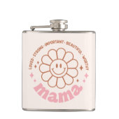 Mama Flower: Geliefd, sterk, mooi en waardig Heupfles (Voorkant)