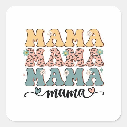 Mama Flower Vierkante Sticker (Voorkant)