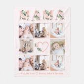 Mama Foto Bloemen Collage Custom Fleece Deken (Voorkant)