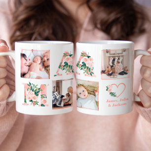 Mama Foto Bloemencollage Aangepaste Reuzen Koffiem Grote Koffiekop