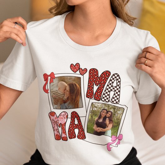 Mama Foto Collage Coquette Luipaard Strik Overhemd T-shirt