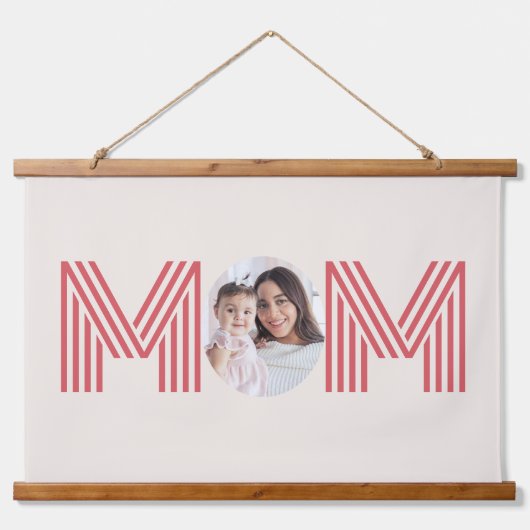 Mama Foto Minimal Modern Moederdag Gift Hangend Wandkleed (Voorkant)
