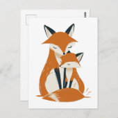Mama Fox & Pup Woodland Dieren Schattige Briefkaart (Voorkant / Achterkant)