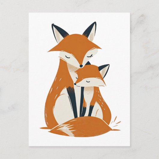 Mama Fox & Pup Woodland Dieren Schattige Briefkaart (Voorkant)