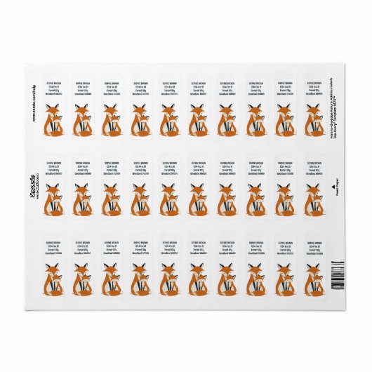 Mama Fox Woodland Animals terug adres Etiket (Full Sheet)