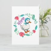 Mama Gans en Bloemen voor Moederdag Kaart (Staand voorkant)