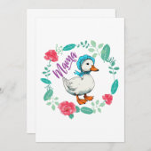 Mama Gans en Bloemen voor Moederdag Kaart (Voorkant / Achterkant)