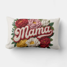 "Mama" Gebloemde Gehaakte Kussen – Moederdag – Cad